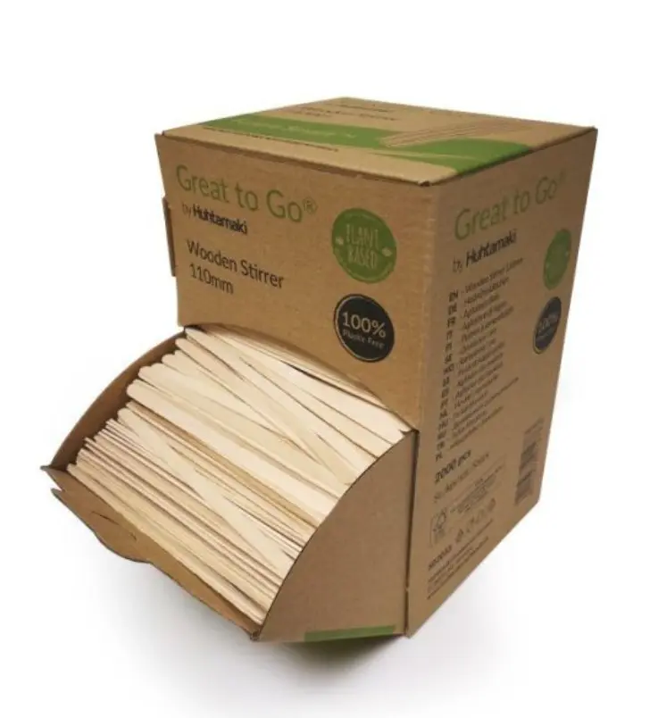 Roerstaafjes Bio houten roerstaafjes  dispenserbox 11cm Per Pakket 2000st 