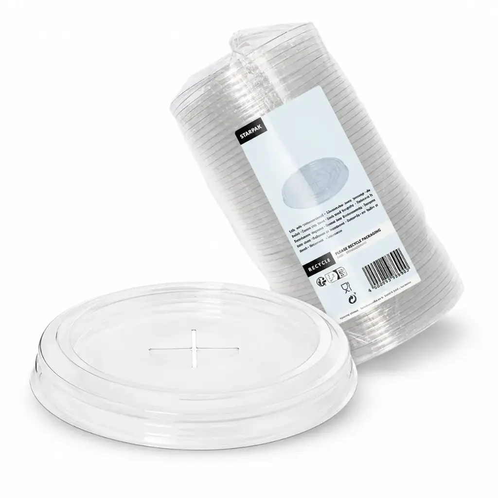 Deksel "Hurricane", PET rond Ø 9,5 cm glashelder met kruis-opening