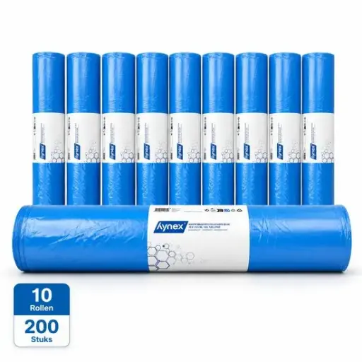 [NM150030] Afvalzak Gerecycled LDPE Blauw 70x110cm T60 120 Liter HY Per Doos 10 Rollen x 20 Stuks 