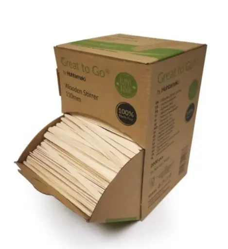 [HT120136] Roerstaafjes Bio houten roerstaafjes  dispenserbox 11cm Per Pakket 2000st 